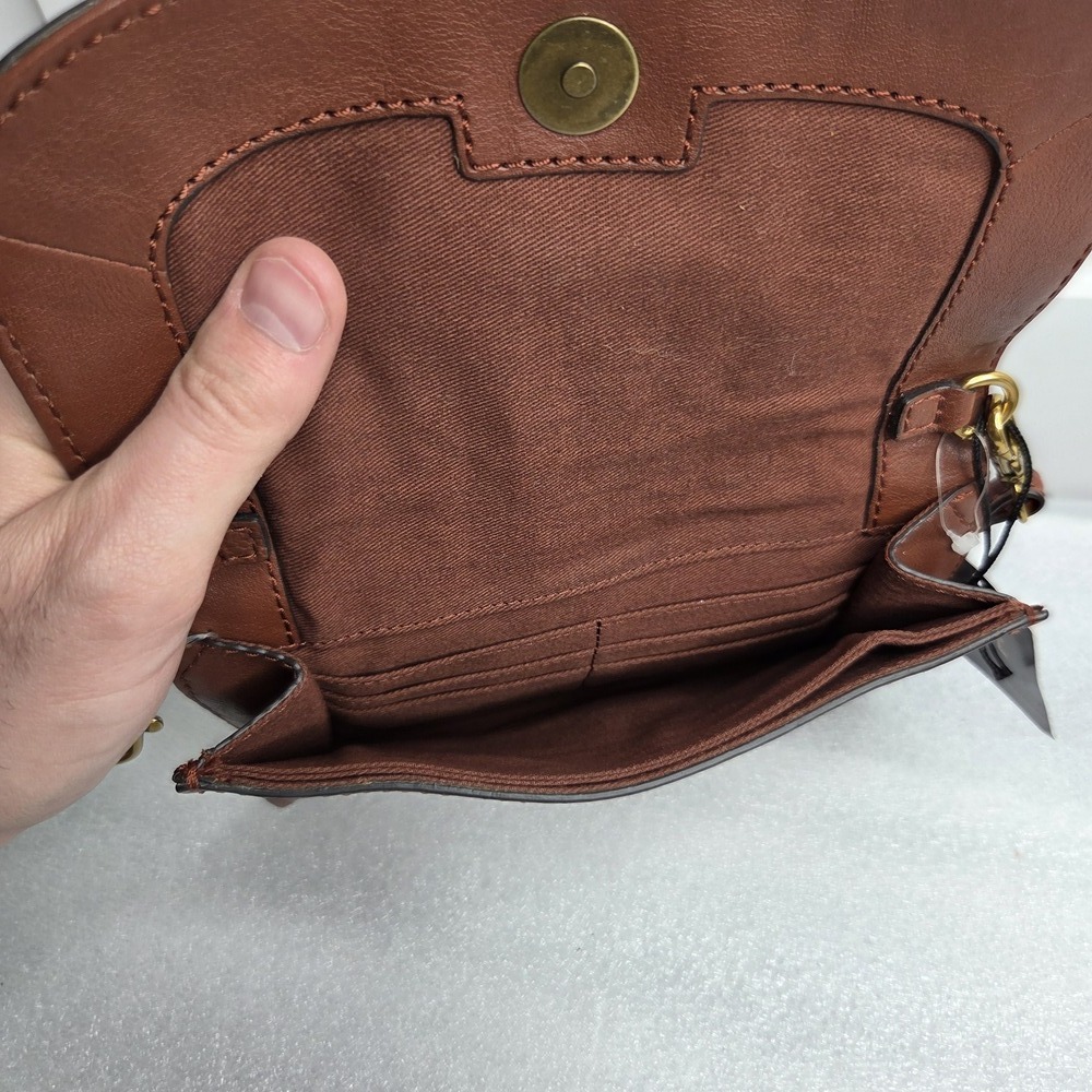 Frye Ring Crossbody Wallet Bag Cognac Brown Leather NWT - MSRP $198 - Picture 10 of 13